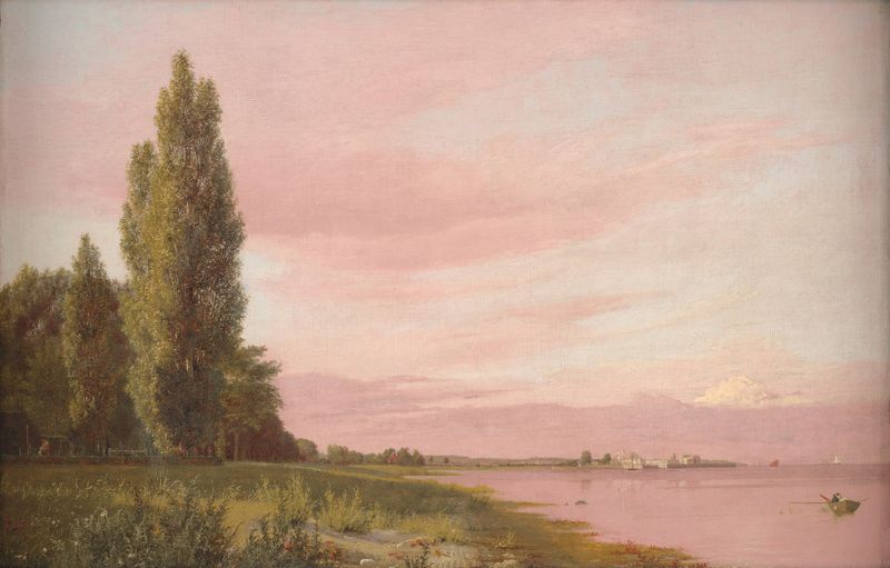 Landscape with a bay and limekiln by Christen Købke, oil painting, 1837