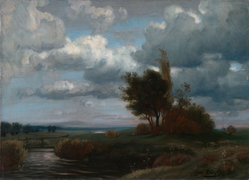 Herbststimmung de Emil Lugo, uma paisagem impressionista em óleo que retrata a folhagem de outono.
