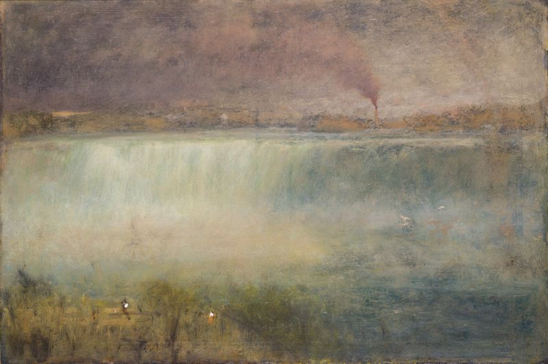 Niagara de George Inness, óleo sobre tela representando uma cachoeira e penhascos