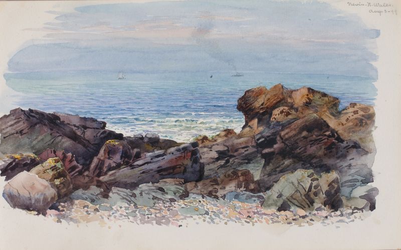 Paisagem de Nevin, North Wales, óleo sobre tela de George Elbert Burr