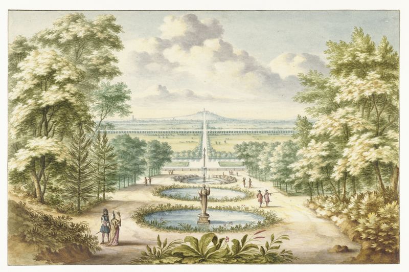 Amfitheater te Kleef, oil on canvas by Jan van Call the Elder, depicting a large amphitheater in a landscape.