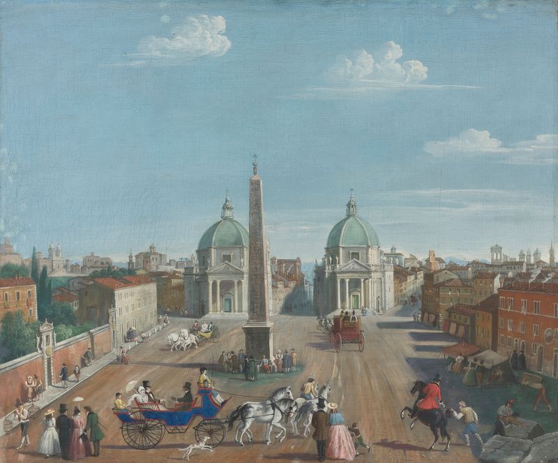 View of Piazza Del Popolo, Romanticism, Italian School