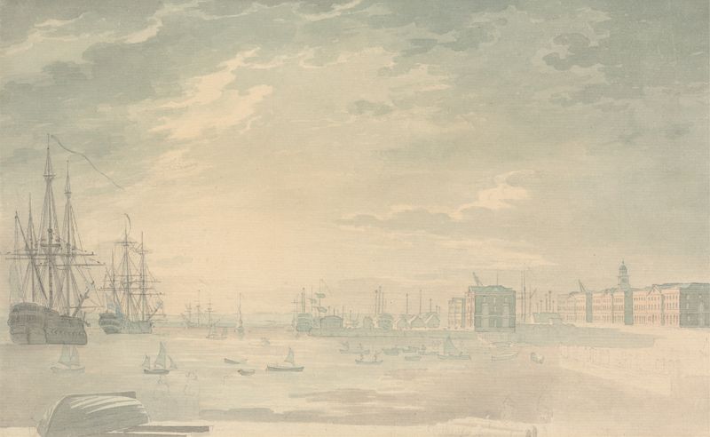 View of Portsmouth Harbor with Shipping, oil on canvas by George Bulteel Fisher