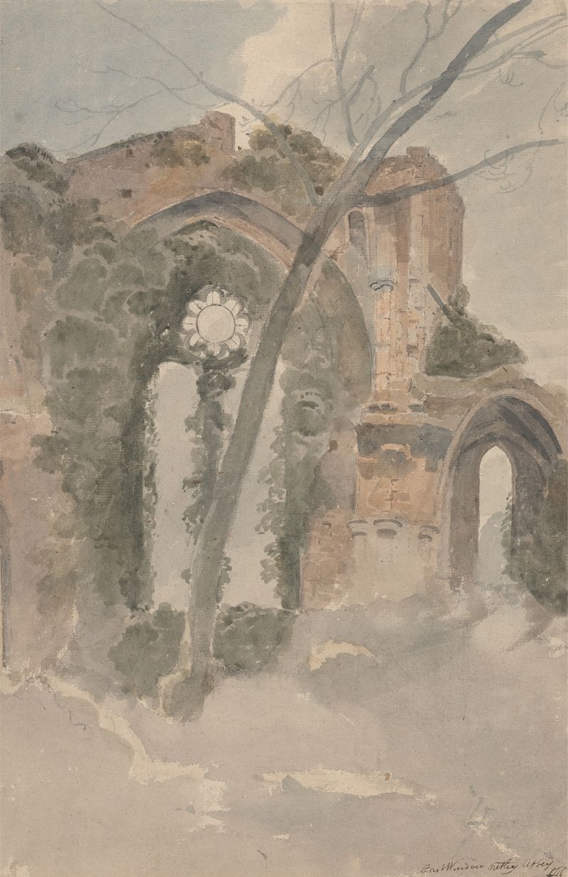 Netley Abbey, the East Window de John Samuel Hayward, aquarela sobre papel