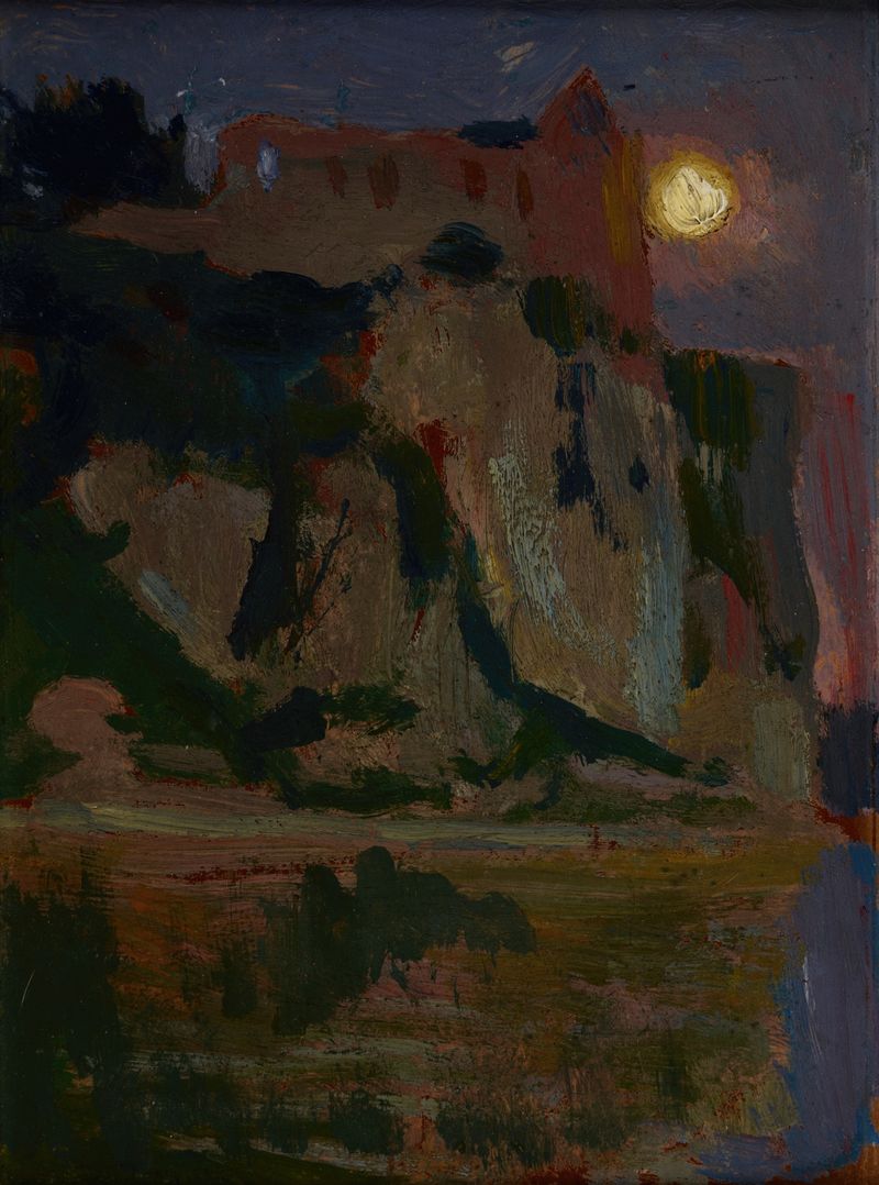 Paisaje con un cielo iluminado por la luna, pintura al óleo de Jan Stanisławski