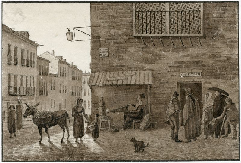 Paisaje urbano en óleo sobre lienzo de Otto Howen, que muestra las fachadas en ruinas de Madrid.