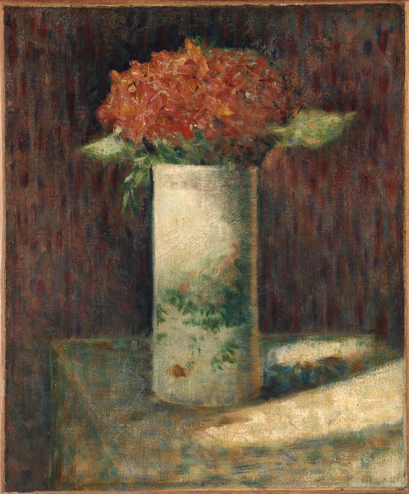 Vase of flowers in oil on canvas by Georges Pierre Seurat