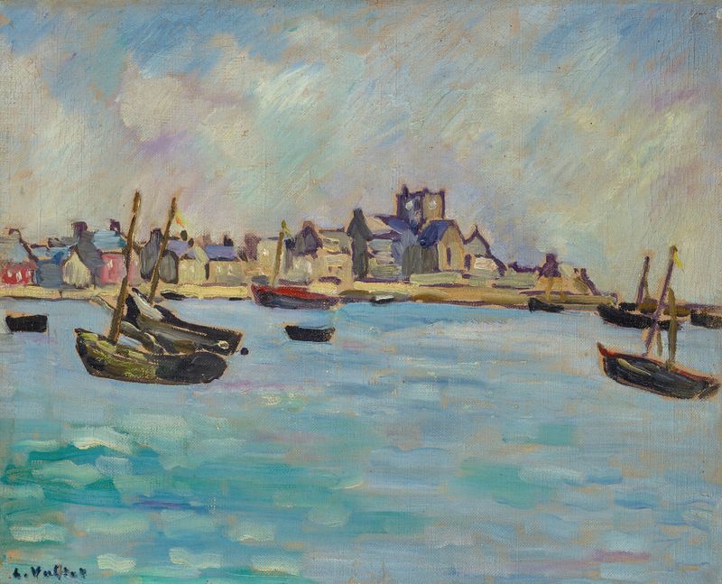Marine de Louis Valtat, pintura al óleo que representa olas oceánicas vibrantes.