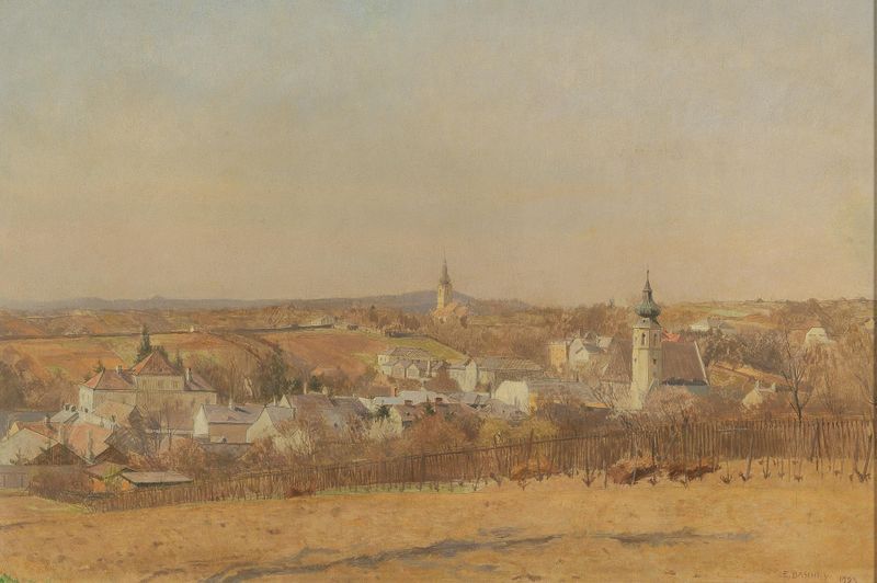 Spring landscape with vibrant colors, oil painting by Emanuel Baschny