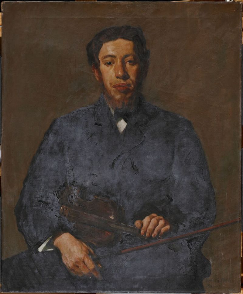 Retrato de un hombre de Denman Waldo Ross, óleo sobre lienzo, con una mirada pensativa.