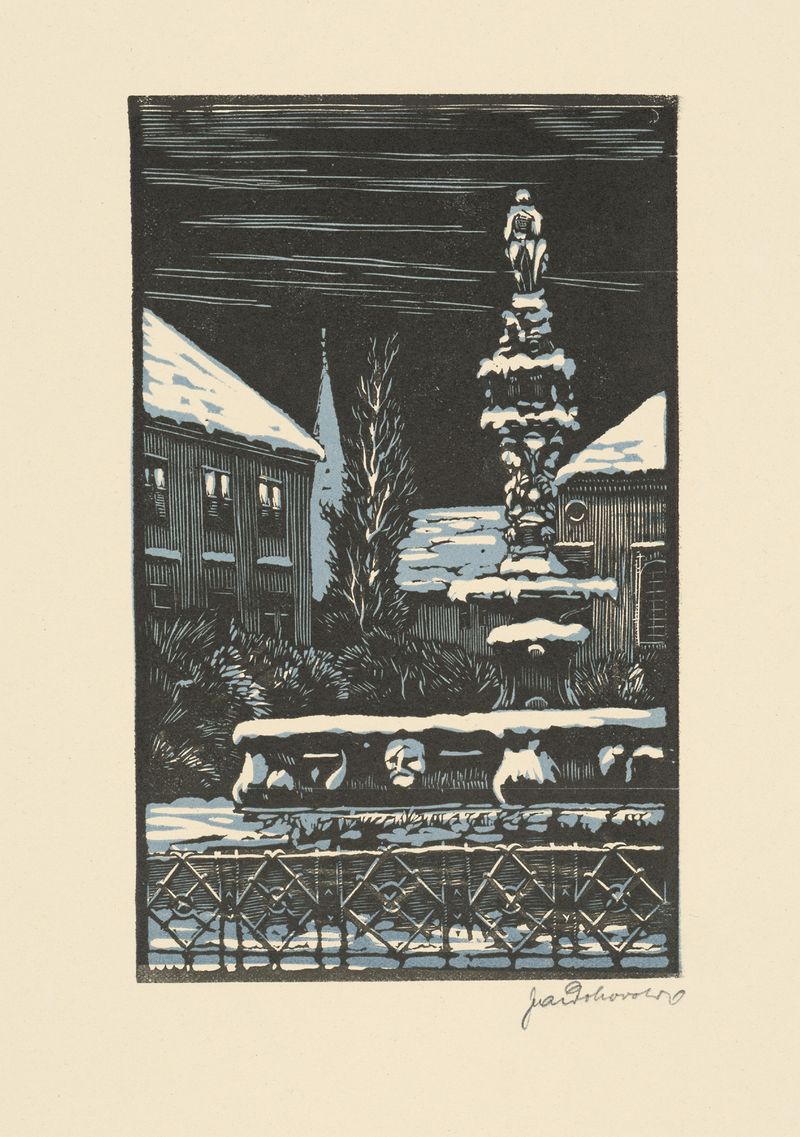 Cena de gênero com figuras em paralelepípedos sob a luz do sol de Jaroslav Dobrovolský