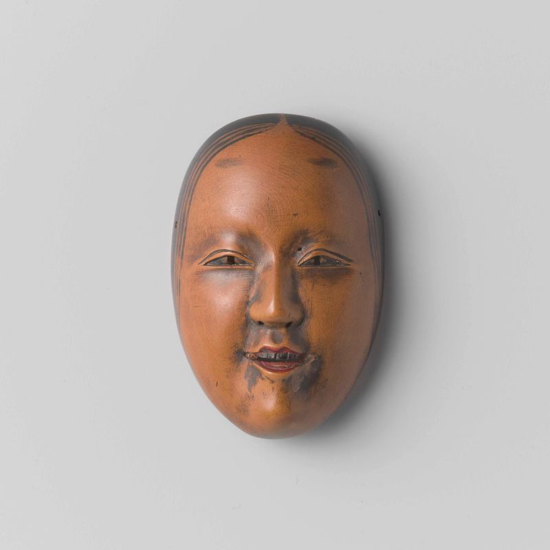 Netsuke em forma de máscara No, madeira, artista desconhecido
