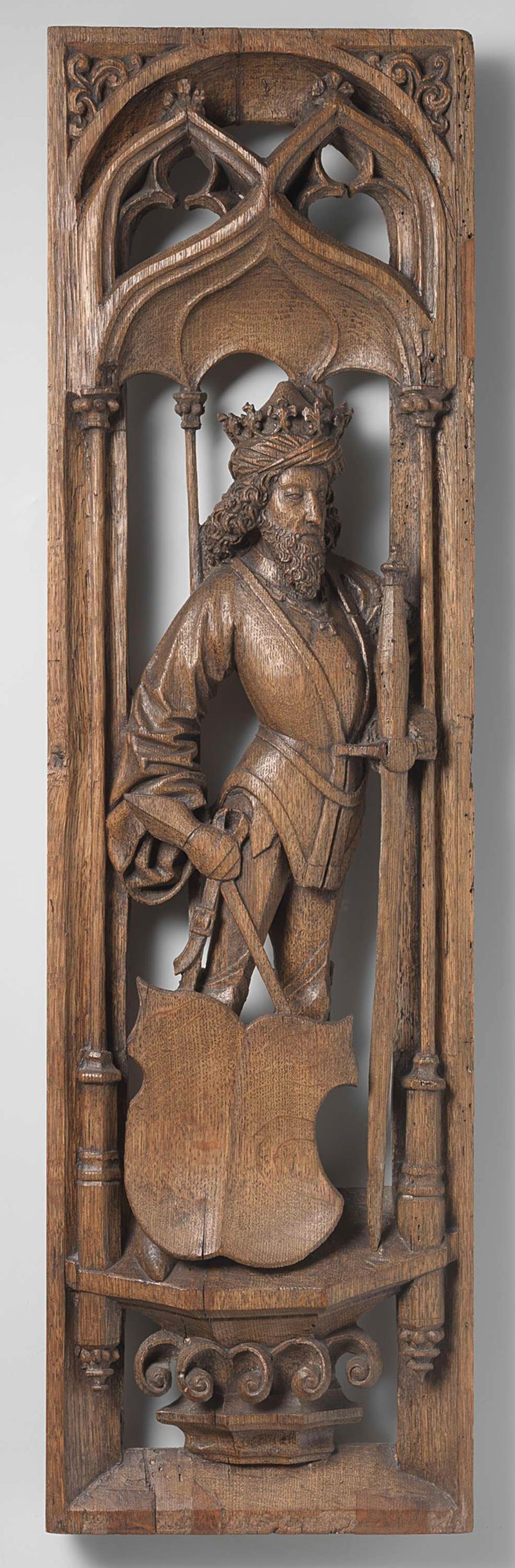 Painéis de um órgão em carvalho de Jan Eerstensz van Schayck com figuras armadas.