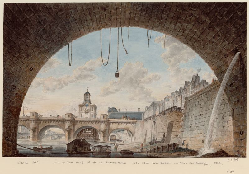 Landscape of the Seine and Pont Neuf by Victor-Jean Nicolle, oil painting