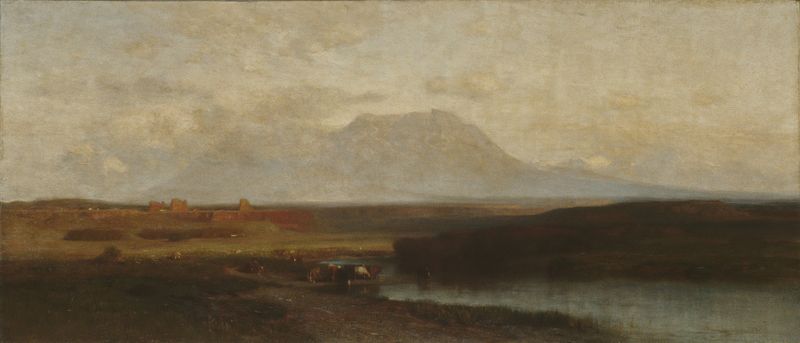 Paisagem das Spanish Peaks, Southern Colorado, pintura a óleo de Samuel Colman