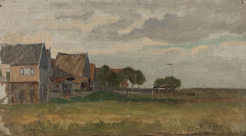 Landschap in Zweden by Félicien Rops, Romanticism, landscape with hills and clouds
