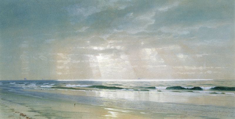 Surf by William Trost Richards, oil on canvas depicting crashing waves and a vast ocean horizon.