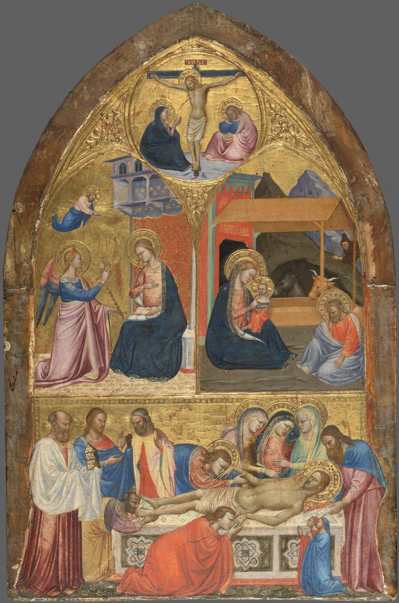 Tempera on panel depicting The Annunciation, Virgin and angel by Master of the Orcagnesque Misericordia
