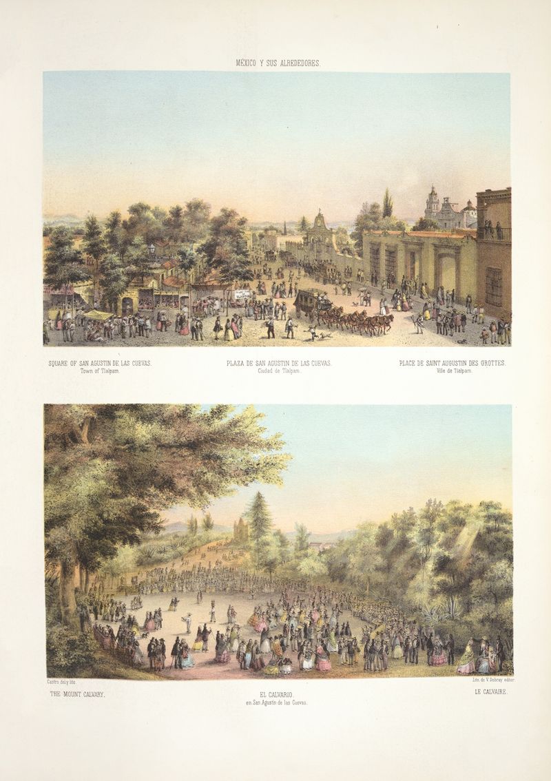 Square of San Agustin de las Cuevas by C. Castro, oil painting