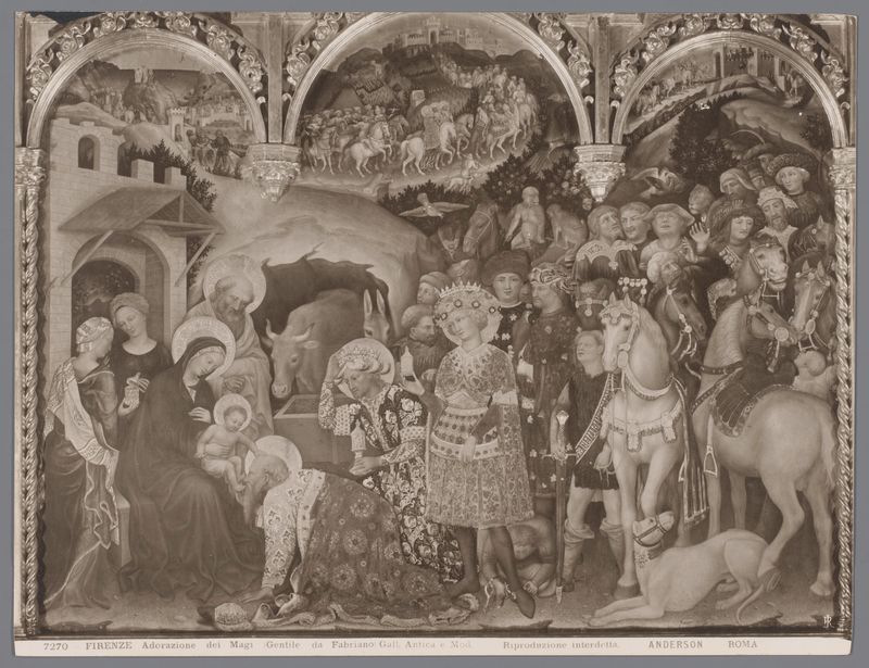 Religious scene with gold leaf details, gelatin silver print by Anderson
