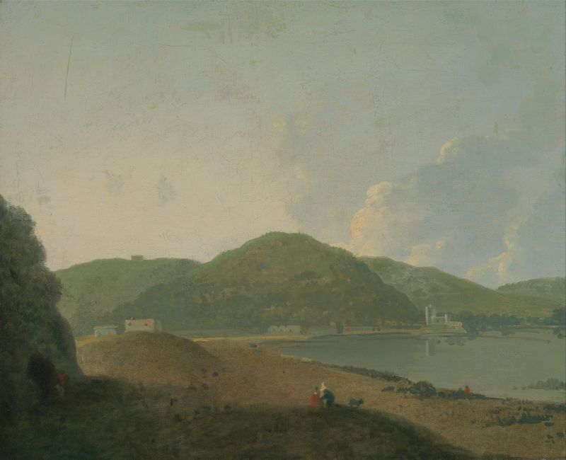Lago d’Agnano landscape with turbulent waters, oil painting by Richard Wilson