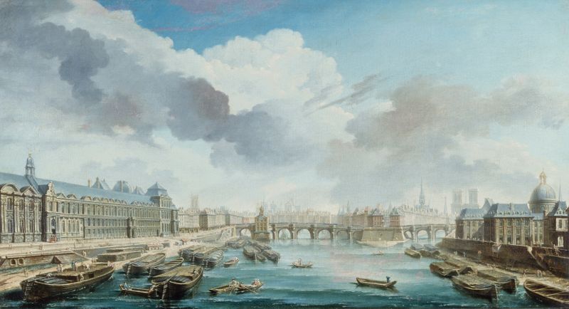Escena de arquitectura rococó con el Collège des Quatre-Nations de Nicolas Jean-Baptiste Raguenet