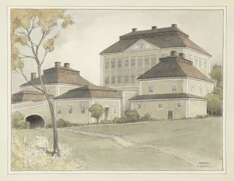 Arquitetura modernista de Ferdinand Boberg, Tureholm, com luz radiante e detalhes ornamentais.