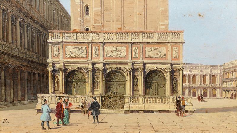 Paisagem com um loggia e colunas de Antonietta Brandeis, em um meio desconhecido.