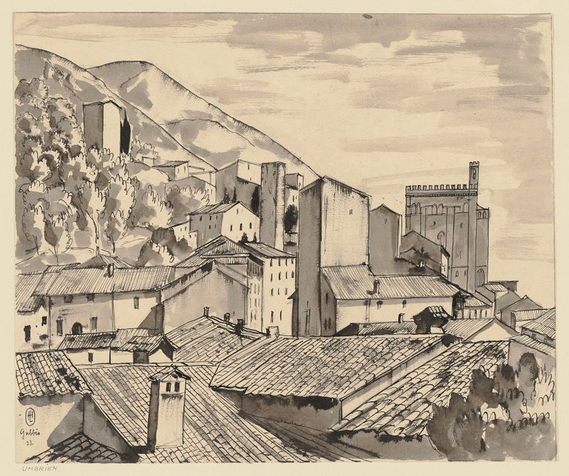 Landscape by Hermann Lismann, 1923, featuring textured earth tones and themes of memory.