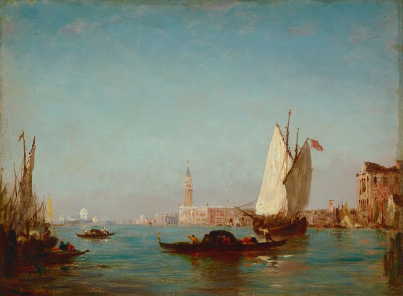 Bacino San Marco de Félix Ziem, pintura a óleo que retrata uma lagoa tranquila em Veneza.