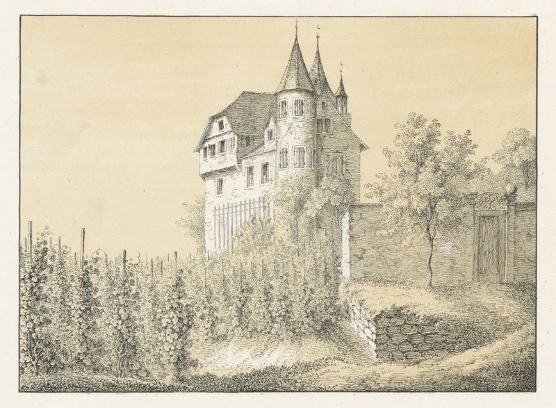 Paisaje con siluetas de árboles oscuros y tonos suaves de Johann Friedrich Wagner