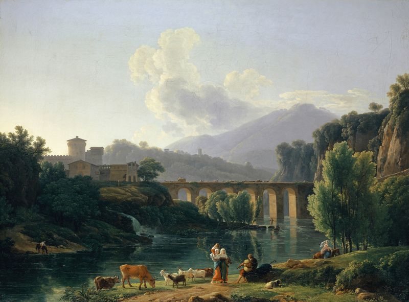 Roman Landscape with Viaduct, oil painting by Jean-Joseph-Xavier Bidauld