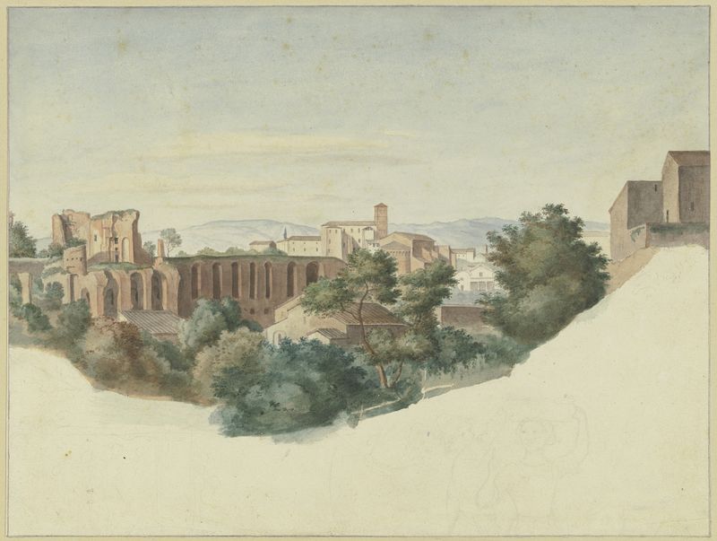 Arquitectura de SS. Giovanni e Paolo en Rom, pintura al óleo de Friedrich von Olivier