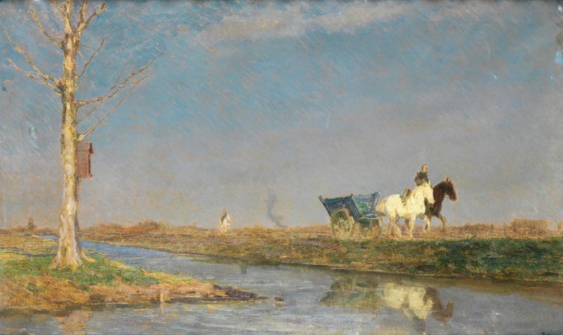 Serene landscape with gentle hues by Beppe Ciardi, impressionism