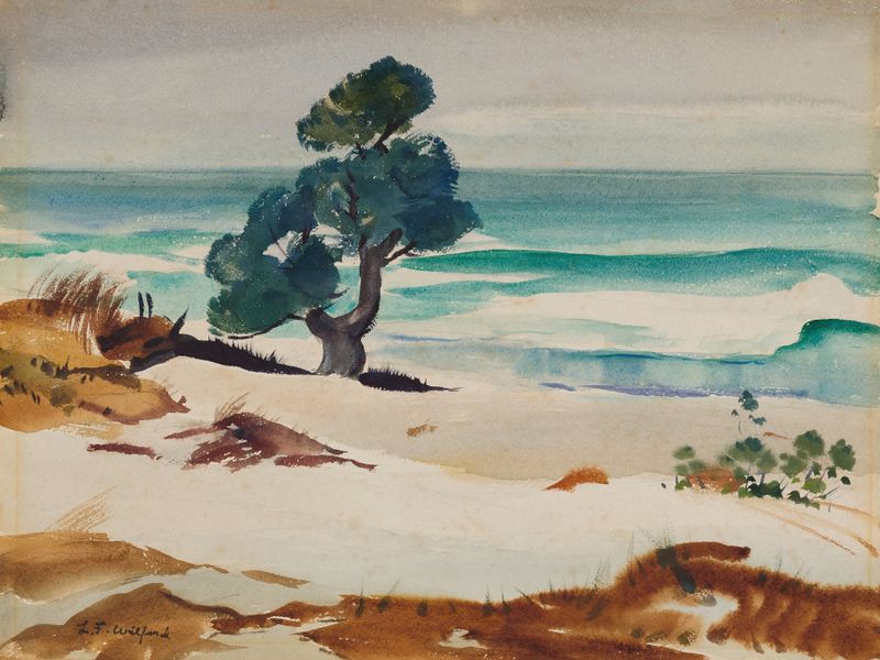 Dunas de Arena óleo de Loran Frederick Wilford que representa paisajes desérticos cálidos.
