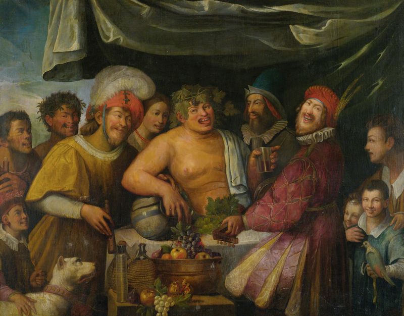 A Bacchanal de Niccolò Frangipane, óleo barroco que muestra figuras vibrantes en éxtasis.