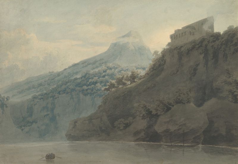 Marine scene of the Gulf of Salerno by John Robert Cozens, oil painting