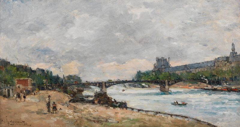 Paisaje impresionista del Sena y el Louvre de Albert Lebourg