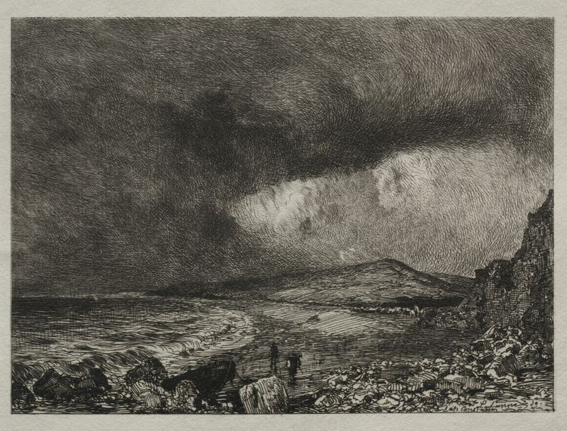 Escena marina de la Bahía de Weymouth por Maxime Lalanne, pintura al óleo