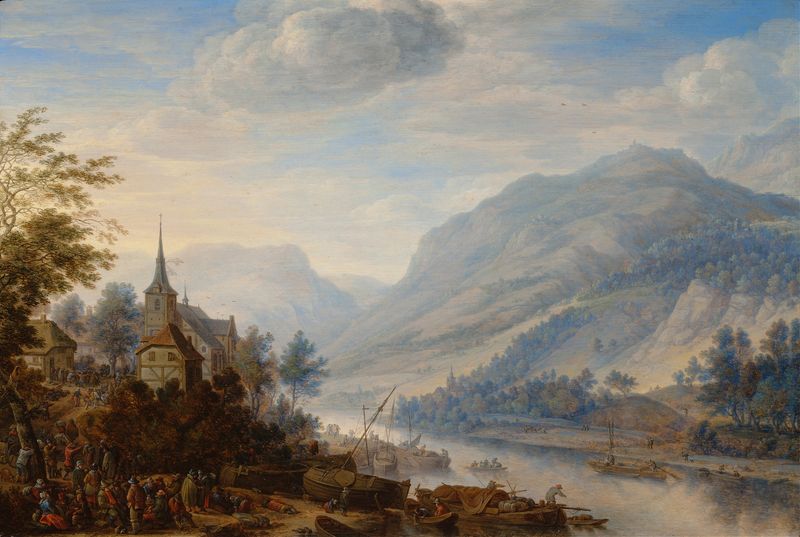 View of the Rhine at Reineck, oil painting by Herman Saftleven