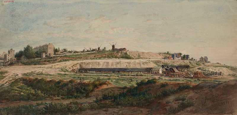 Landscape of Montmartre with soft hues, oil painting by Jean-Baptiste-François Arnaud-Durbec