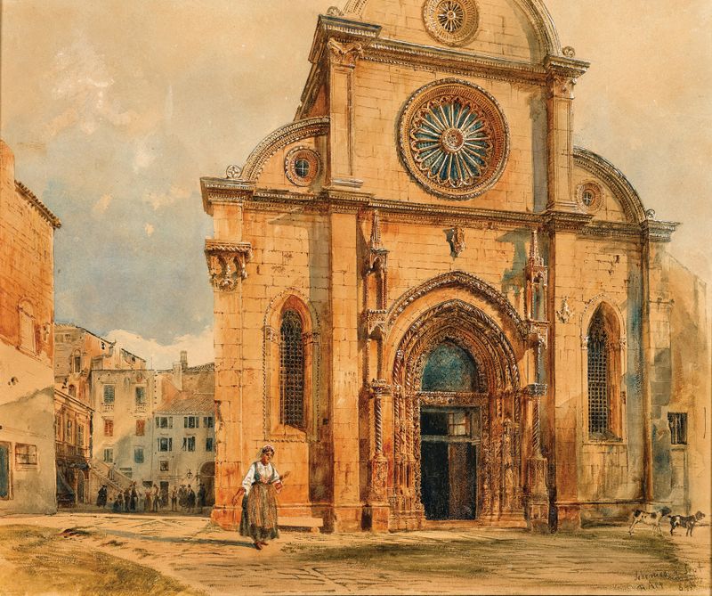 La Catedral de Sebenico en Dalmacia, óleo de Rudolf von Alt