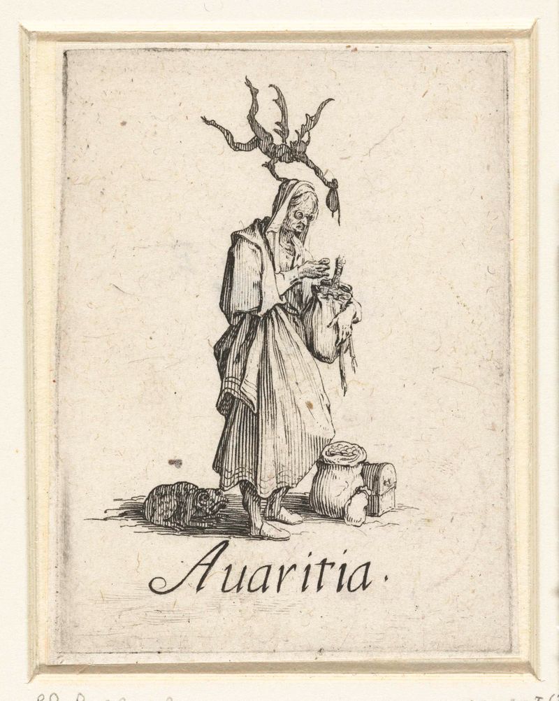 Gravura de Jacques Callot mostrando figuras contorcidas em caos impulsionado pela ganância