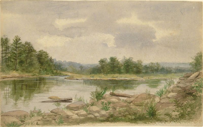 Paisaje de un río con suave flujo de agua, de artista desconocido