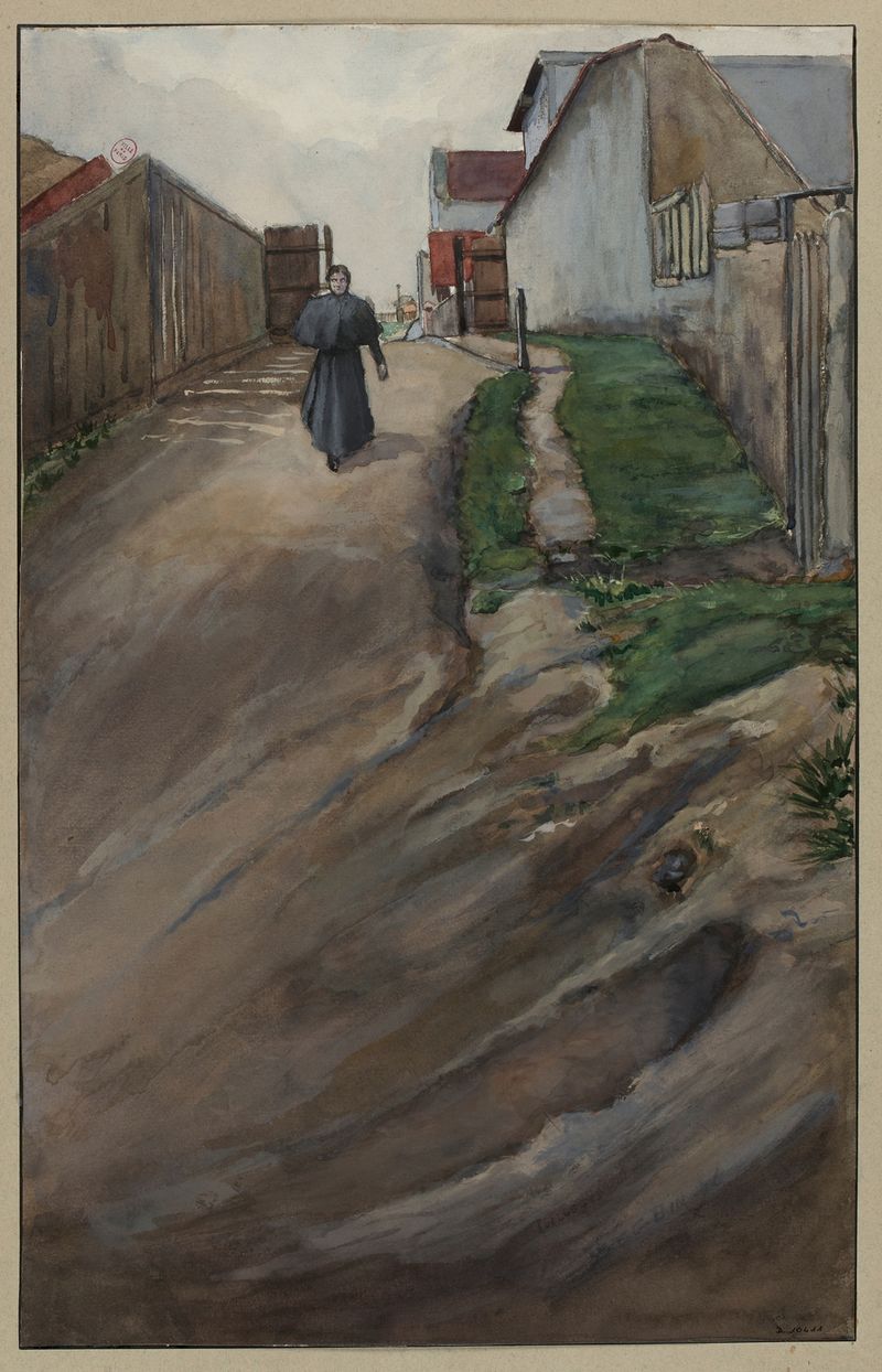 Ruelle des Volontaires de F. Séguin, óleo sobre tela que retrata uma tranquila rua parisiense.