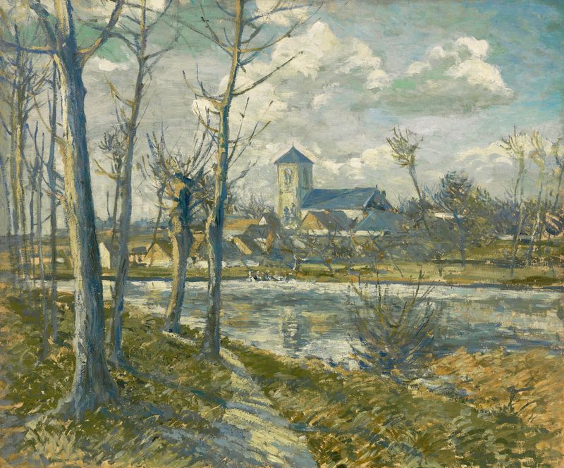 Paysage de Picardie by Albert Gleizes, featuring rolling hills and a vast sky in pastel colors.