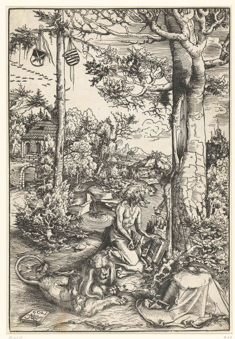 Heilige Hieronymus als boeteling, papel de Lucas Cranach, retratando São Jerônimo com uma lanterna.