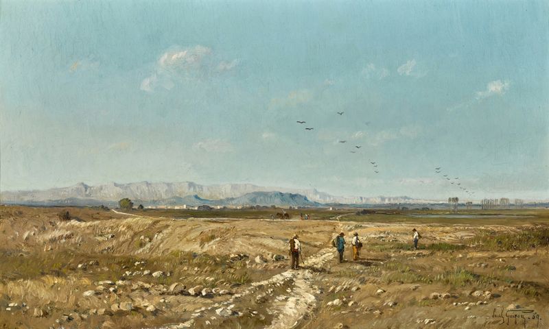 Landscape of fields and wheat by Paul-Camille Guigou, oil on canvas