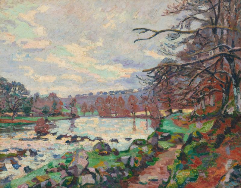 Paisagem de Barrage De Genetin, Crozant de Armand Guillaumin, pintura a óleo