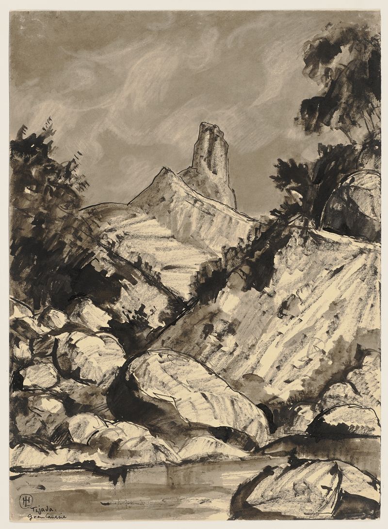 Roque Nublo landscape, oil on canvas by Hermann Lismann